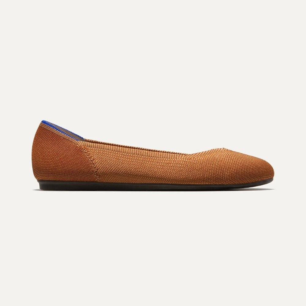 Rothy's Rust Orange Ballet Flats with Blue Trim - Picture 3 of 15